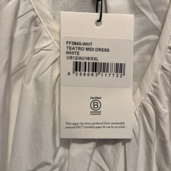 NWT 400.00 FAITHFUL THE BRAND TEATRO  SILK BLEND WHITE MAXI DRESS US 12 - Picture 5 of 6